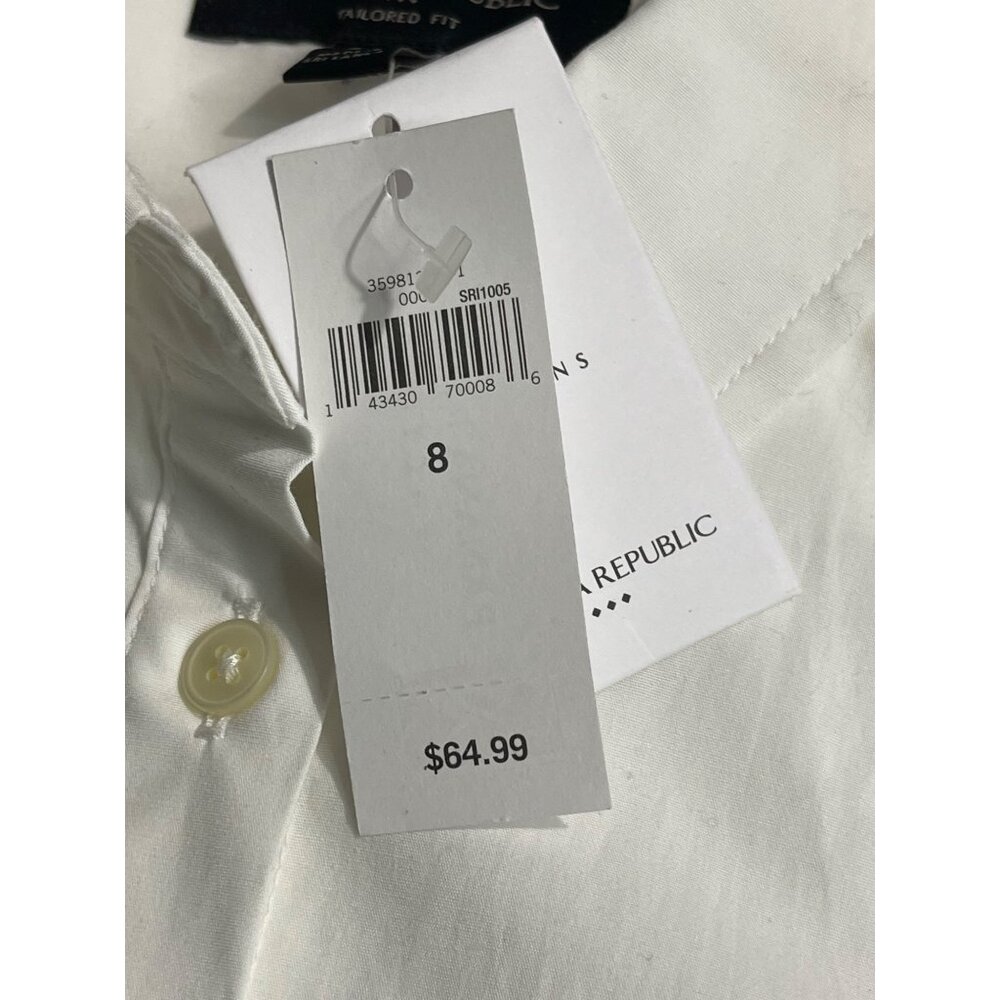 BANANA REPUBLIC White Tailored Fit Long Sleeve Button-Up Ruffle Blouse Size 8 - Picture 13 of 13